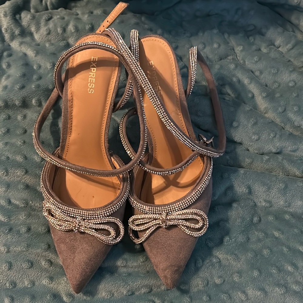 Express silver pointy toe heels size 9